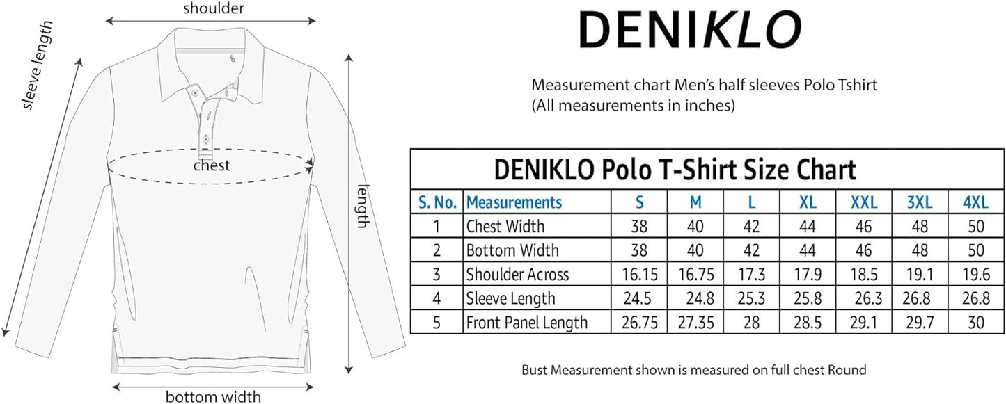 Deniklo Men's Polo Collar Full Sleeves Striped T-Shirt with Embroidery DK 240