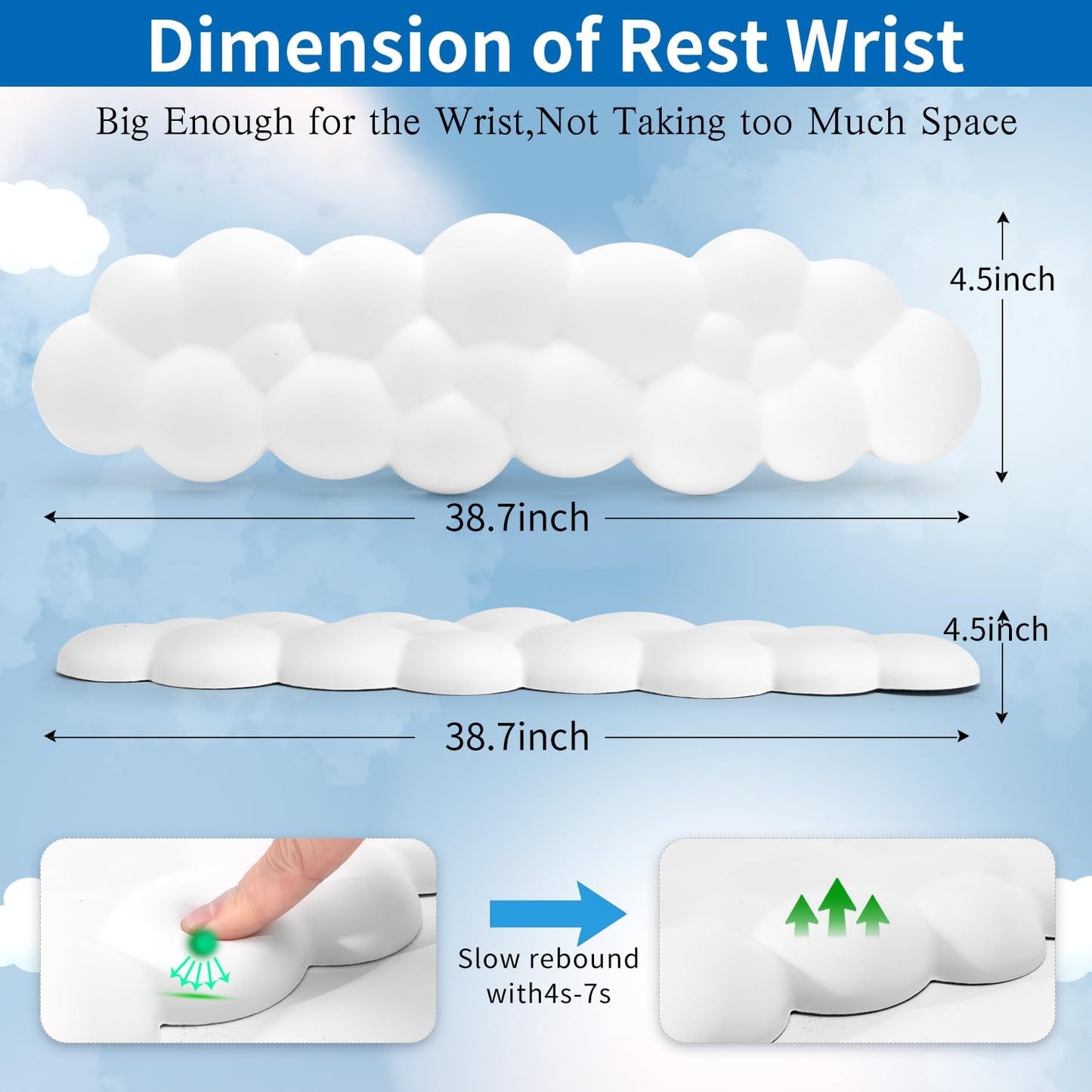 Keyboard Wrist Rest, Memory Foam Wrist Rest for Computer Keyboard, Ergonomic Palm Rest, Wrist Support for Keyboard Cloud Wrist Rest, Mouse Pad Wrist Support - Laptop, and Computer Use (White)