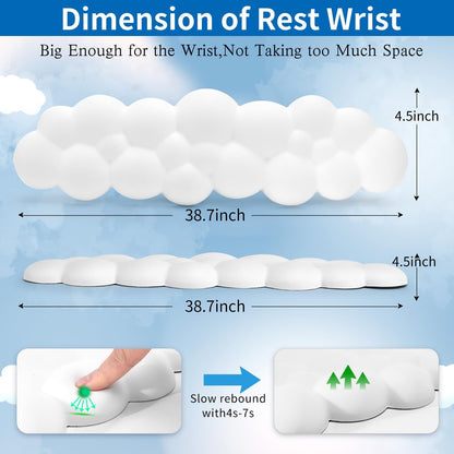 Keyboard Wrist Rest, Memory Foam Wrist Rest for Computer Keyboard, Ergonomic Palm Rest, Wrist Support for Keyboard Cloud Wrist Rest, Mouse Pad Wrist Support - Laptop, and Computer Use (White)