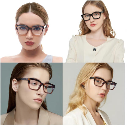 Classic Non-prescription Clear Lens Eyeglasses for Women, 2Pcs Fashion Vintage Square Frame Fake Eyeglasses, Anti-Blue Full Frame Retro Simple Frame Glasses for Travel Holiday