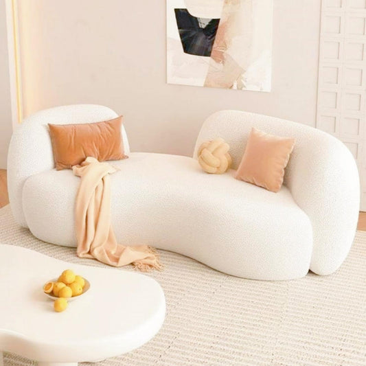 RciDos 1PCS Fleece Fabric Overstuffed Multifunction Arc-shaped Sofa set, Wood Furniture for Home Livingroom，Bedroom，Office Without Pillow and Coffee Table (Four seats 230cm, Beige)