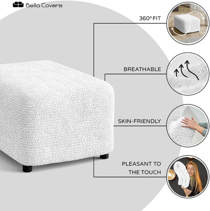 PAULATO BY GA.I.CO. Ottoman Cover Stool Cover Pouf Slipcover - Soft Polyester Fabric Slipcover - 1-piece Form Fit Stretch Furniture Protector - Microfibra Collection - Cappuccino (Ottoman)