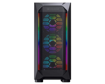 Cougar Mx410 Mesh-G RGB Powerful Airflow And Compact Mid-Tower Case With Tempered Glass, Dual RGB Strips And 4 X RGB Fans