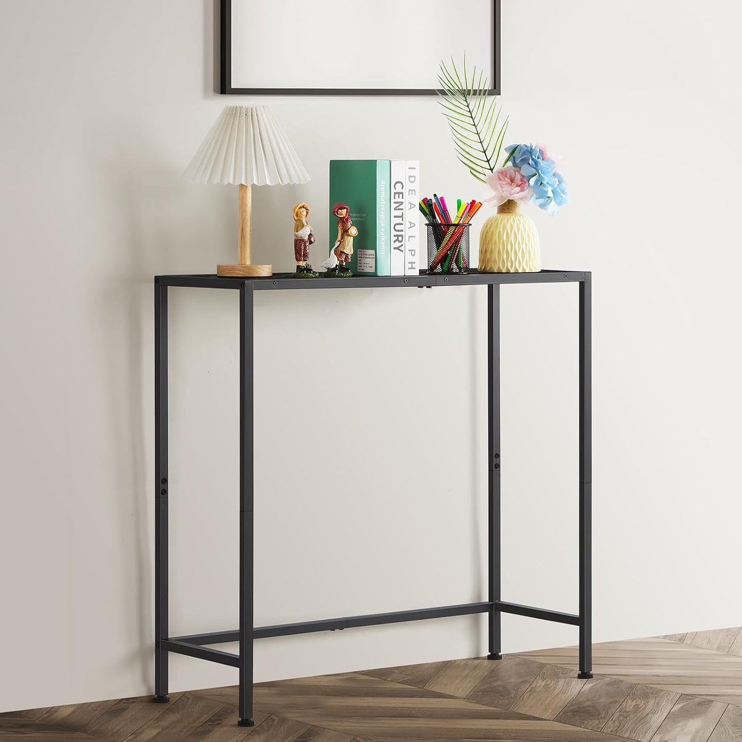 Console Table for Entryway Small Tables, Black Narrow Console Hallway Table Living Room Furniture, Thin Side Table Back of Sofa Skinny Behind Couch Table, Entrance Table for Entryway Foyer Bedroom