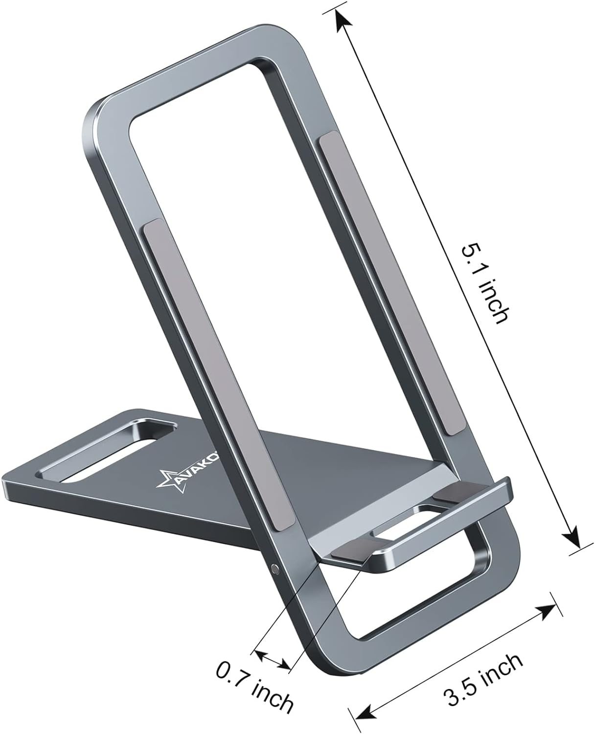 avakot Cell Phone Stand, Folding Aluminum Mobile Phone Holder Bracket for Desk Portable Travel Holder Office Desk Accessories Compatible with iPhone 14 13 12 Pro Max Samsung S22 S21 | Gray