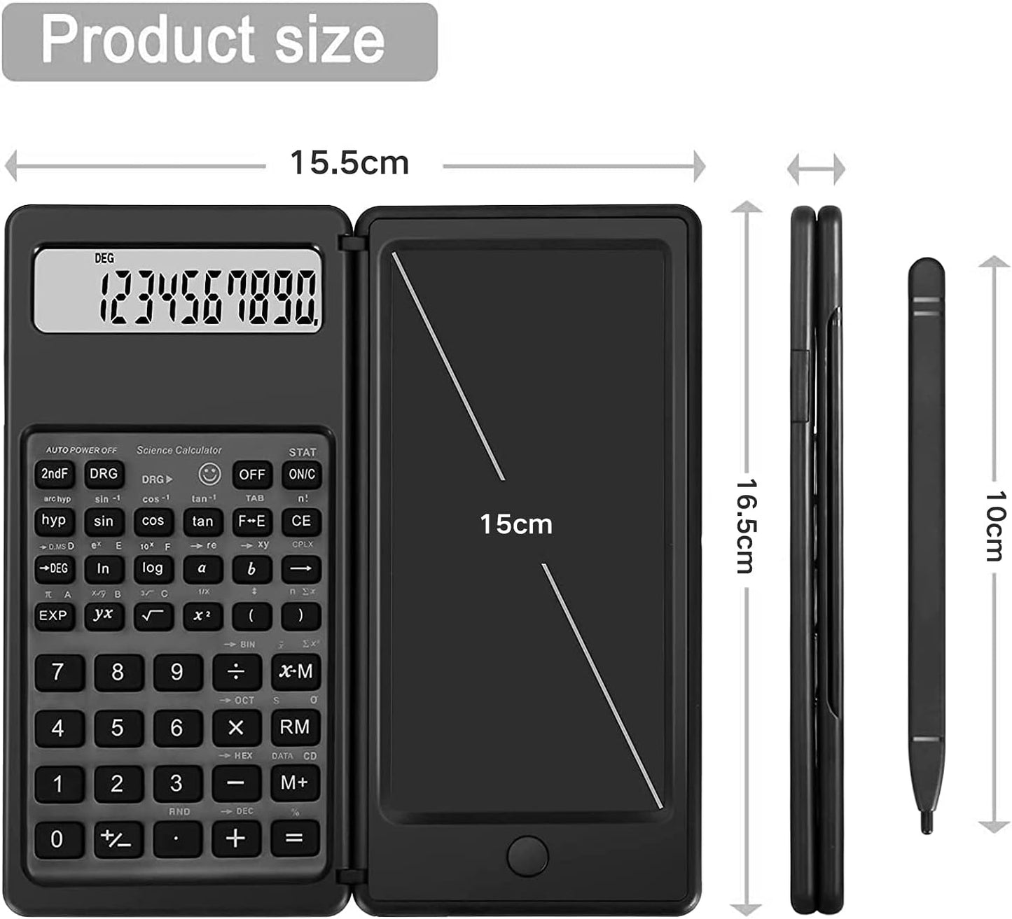 2024 Update Scientific Calculator,10-Digit LCD Display Engineering Calculator with Writing Tablet for High School and College