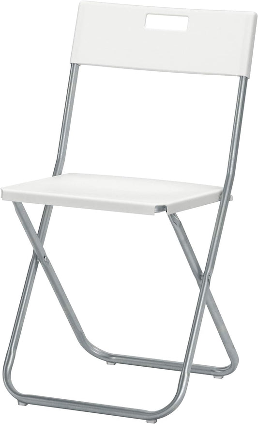 IKEA GUNDE Stainless Steel Multipurpose Foldable Chair for Office Use, Kids, Home (White)