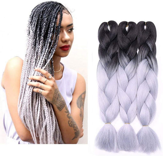 Hair Extension (3 pcs, black/grey)