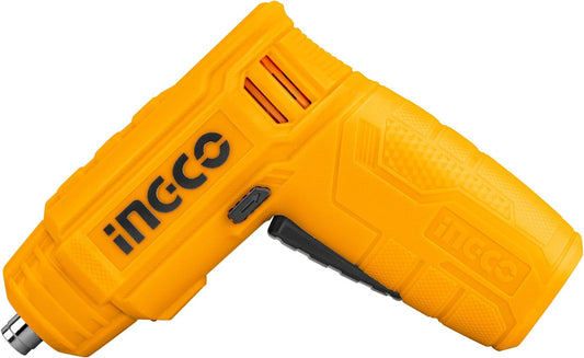 Ingco 4V Compact Cordless Electric Rechargeable Screwdriver Set With 11 Bits, Yellow