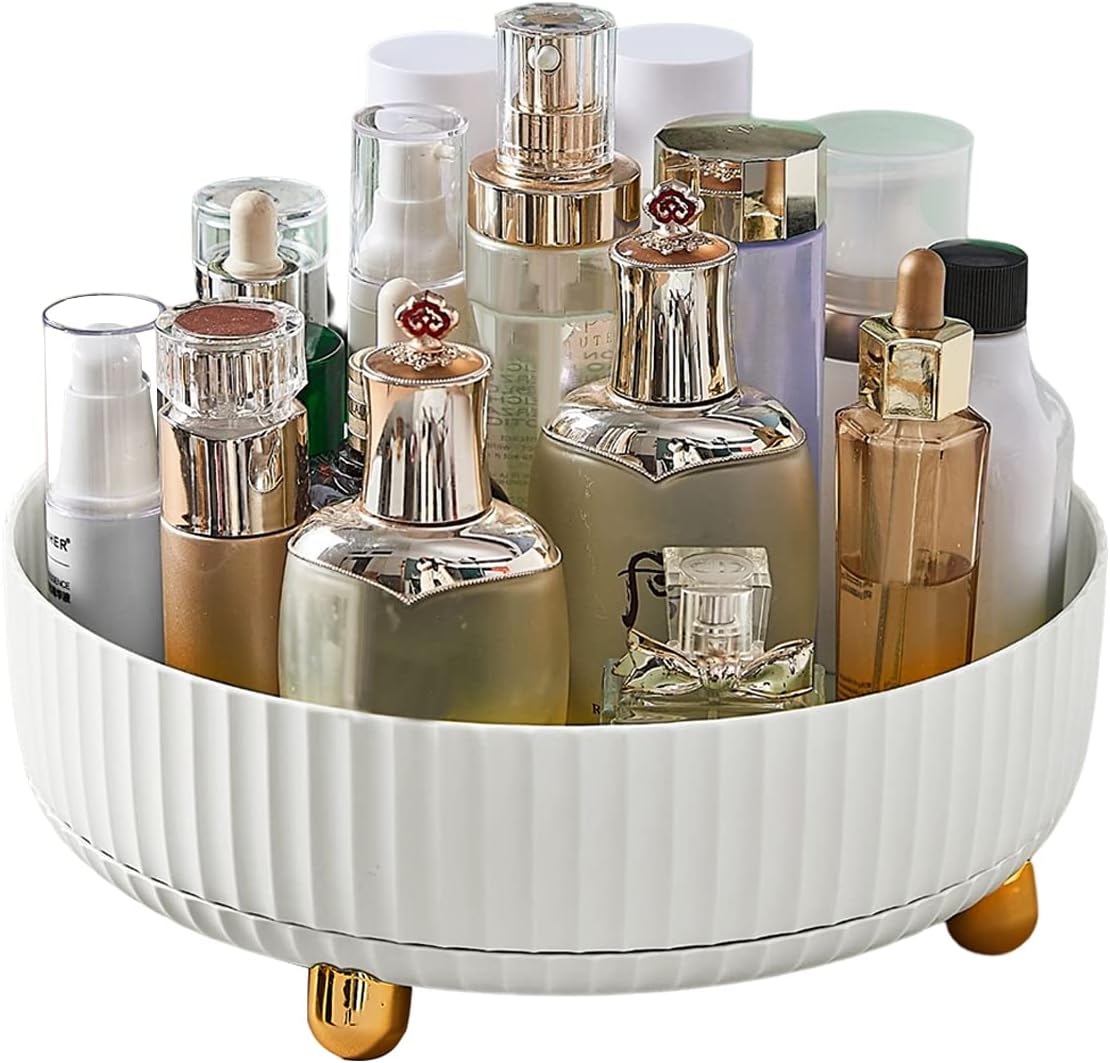 Rotating Makeup Organizer, Vecolla Lazy Susan Cosmetic Organizer 360 Rotating, Round Turnable Storage For Make Up, Kitchen, Cosmetic, Perfume Organizer(White, 11 in)