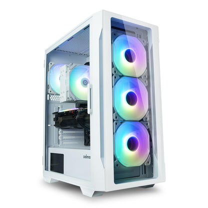 Zalman i3 NEO TG ATX Gaming PC Computer Case - 4 x 120mm Infinity Mirror ARGB Fans - ATX, mATX, Mini-ITX, Tempered Glass Front & Side Panel, White