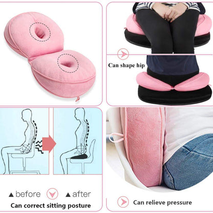 Comfort Seat Cushion, Dual Comfort Cushion Lift Hips Up Seat Cushion Multifunction, For Pressure Relief, Fits In Car Seat, Home, Office, 100% Memory Foam