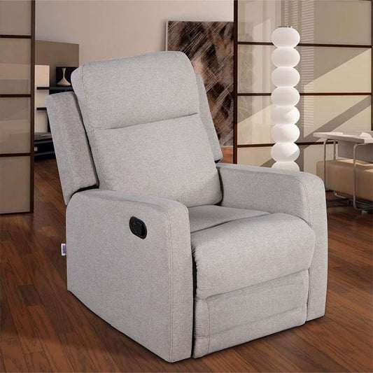 Danube Home Solana 1 Seater Fabric Recliner With Swivel | Accent Chair I Modern Design One Seat Sofas | Comfortable Living Room Furniture L 75 x W 94 x H 101 cm - Grey