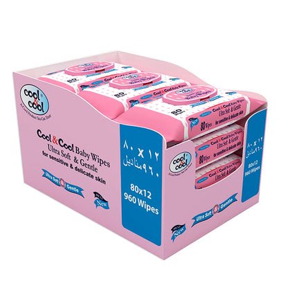 Cool & Cool Baby Wipes 80's 10 + 6 Free (Pack of 16) - Alcohol Free,Paraben Free,Vitamin E,Aloe Vera,Ultra Soft & Gentle for Sensitive & Delicate Skin 1280 Wipes