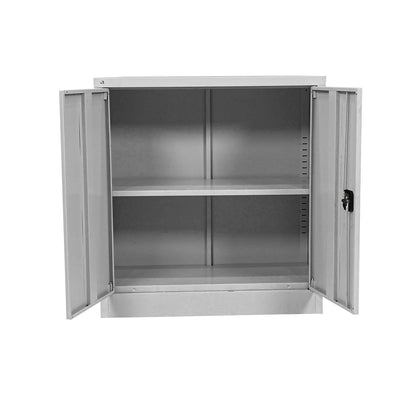 RIGID Office Cupboard Low Height, Steel Filing Cupboard, Cabinet with Shelves Storage Compartment (White)