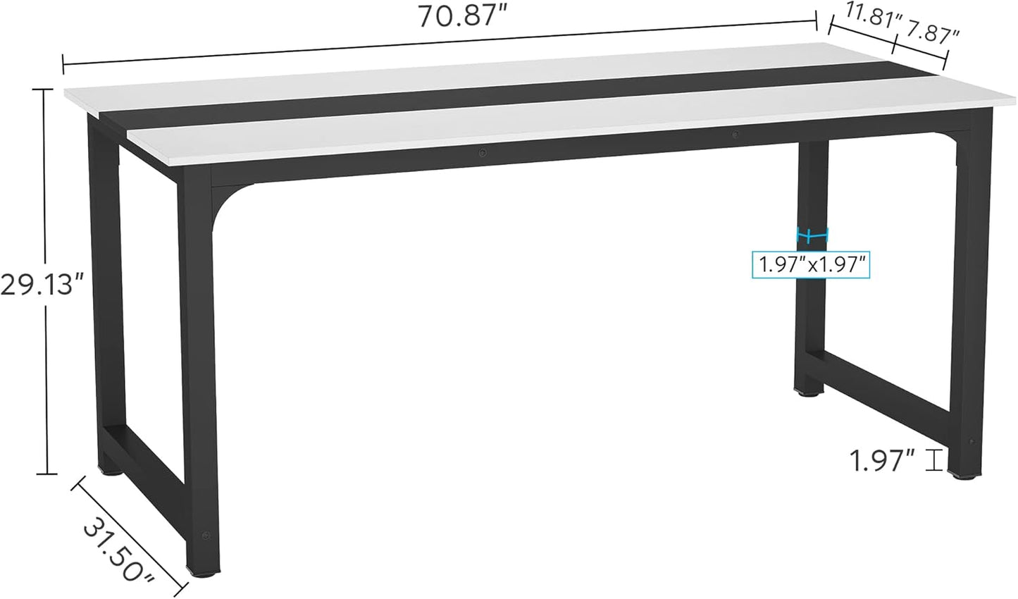 Tribesigns Computer Desk, Large Office Desk Computer Table Study Writing Desk for Home Office, Walnut + Black Leg, 63 X 23.6 inch