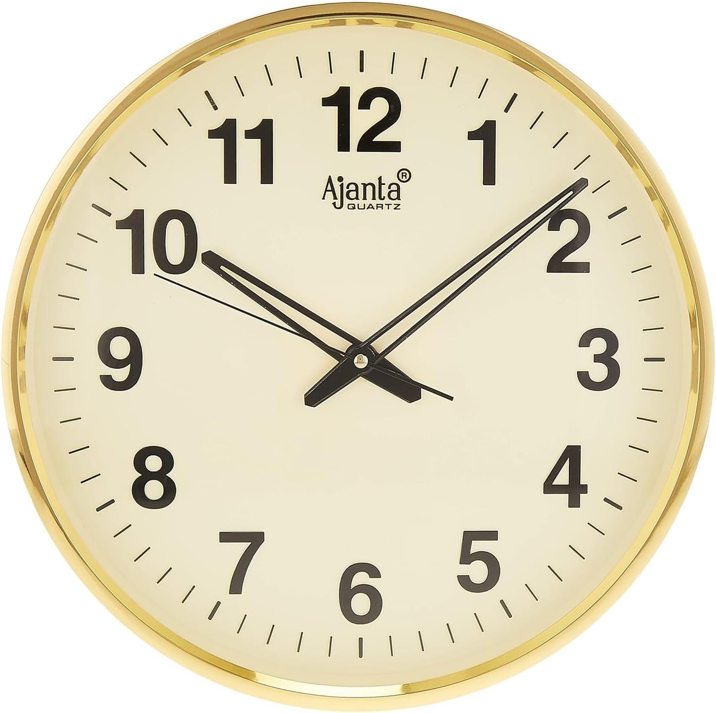 Ajanta 397 Quartz Office Series Silent Sweep Movement Wall Clock, Gold, 397 gold, Ajanta_397_Ivory, 323 X 47 mm