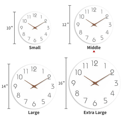 Mosewa Wall Clock 12 Inch Silent Non Ticking Wood Wall Clocks Battery Operated - Wooden White Modern Office Simple Minimalist Clock Decorative for Kitchen,Home,Bathroom,Living Room(12" White)