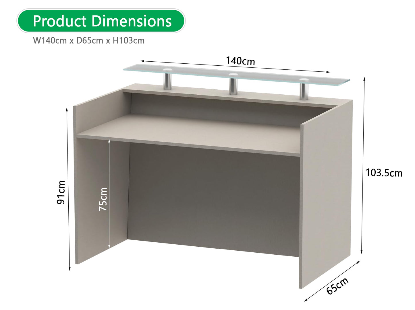 Mahmayi REC-2 Designer Reception Desk For Office Space, Front Office Desk (White-Coco Bolo)