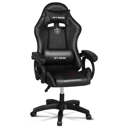 SKY-TOUCH Gaming Chair，Adjustable Computer Chair Pc Office Pu Leather High Back, Ergonomic design Lumbar Support,Comfortable Armrest Headrest，Black