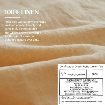 Simple&Opulence 100% Linen Duvet Cover Set with Washed-French Flax-3 Pieces Solid Color Basic Style Bedding Set-Breathable Soft Comforter Cover with 2 Pillowshams(King,Linen)