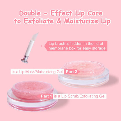 immetee Lip Scrubs Exfoliator & Moisturizer, Lip Mask 2 in 1 Double Effectively Repairs Dry Cracked Lips, Lip Scrubs Exfoliator Dead Skin Moisturizer, Lip Mask Overnight (0.35Oz+Brush)