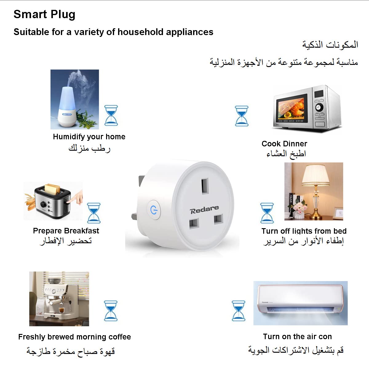 Redare Smart Plug,WiFi Plugs Alexa,16A Mini Outlet Compatible with Alexa and Google Home, Mini Socket with Remote & Voice Control with Electricity Statistics Timer Function, No Hub Required(4 pack)