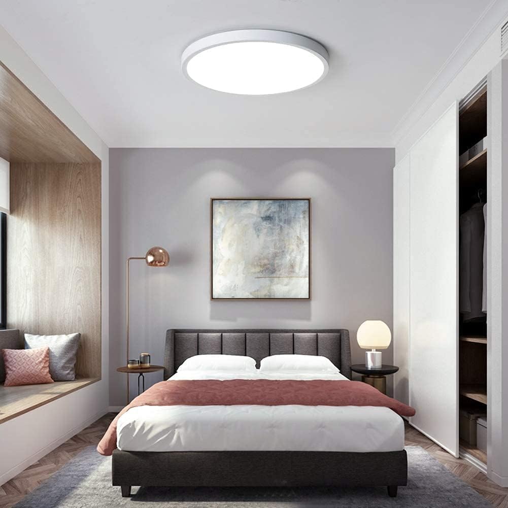 Ganeed Modern 38W Ultra-thin LED Ceiling Light, 40cm Super Bright Flush Mount Ceiling Light Fixture, 6500K Cool White Round Ceiling Lamp for Bedroom Living Dining Room Kitchen Office