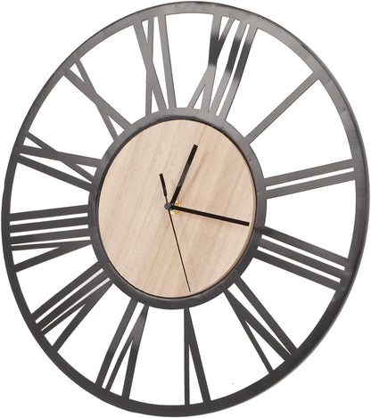 Nordic Wall Clock Modern Design, Large Hanging Clock Circular Iron Silent Wall Clock, Wall Clock Roman Numerals Decoration for Home Living Room Dining Room Office, 15.7in Dia