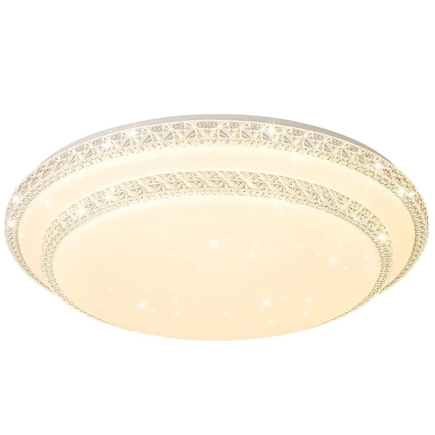 HUA QIANG WANG Flush Mount Double Layer Silver Ceiling Lamp, 3-color Modern Simple Round LED Ceiling Lights for Bedroom Living Room Dining Room (40cm)