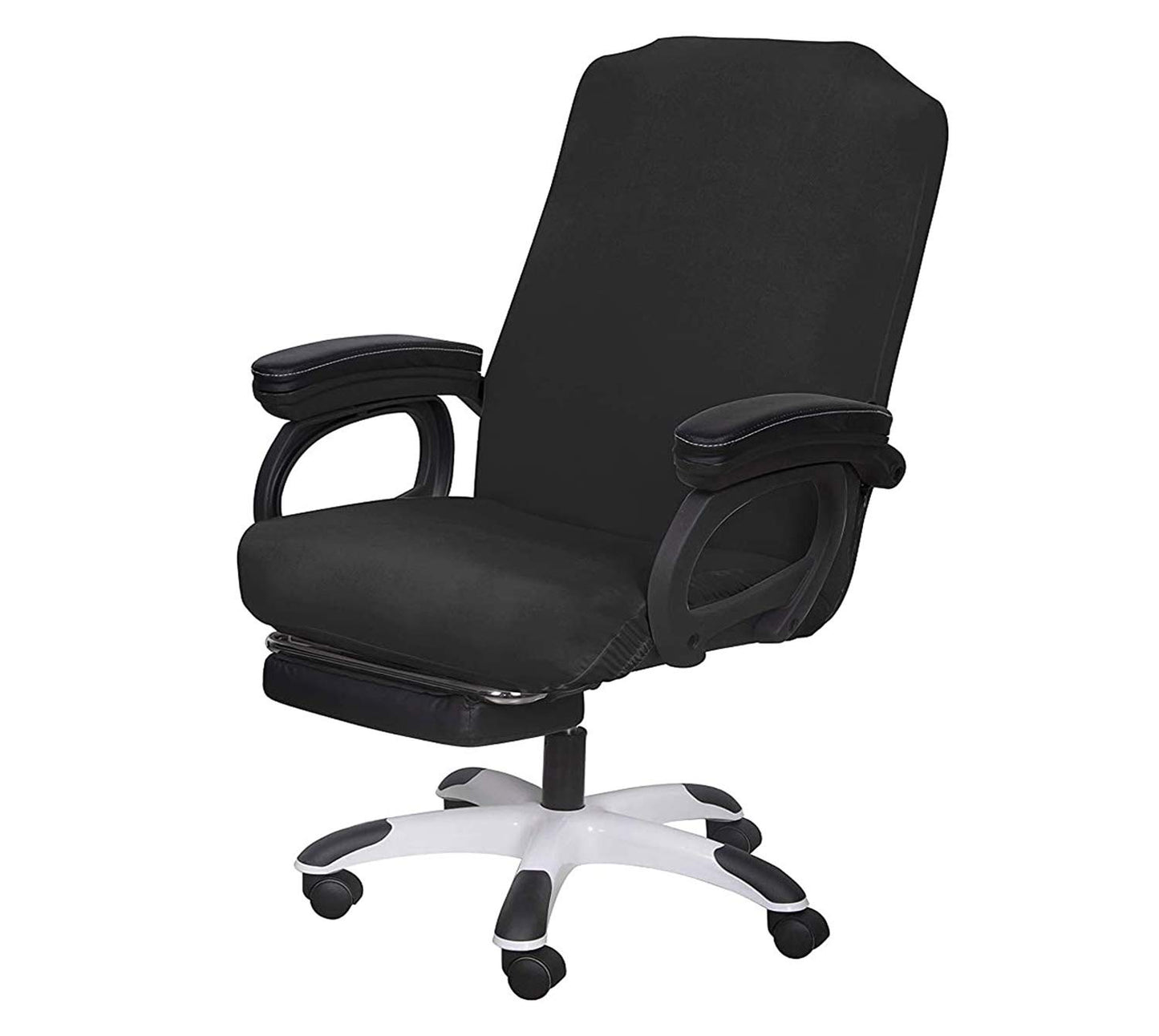 SARAFLORA Polyester Solid Stretch Washable Computer Chair Slipcovers for Universal Rotating for Boss, Office Chair (Large, Black)