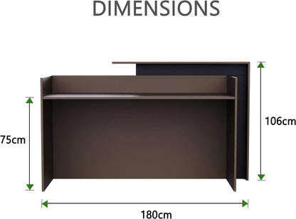 Mahmayi REC-2 Designer Reception Desk For Office Space, Front Office Desk (White-Coco Bolo)