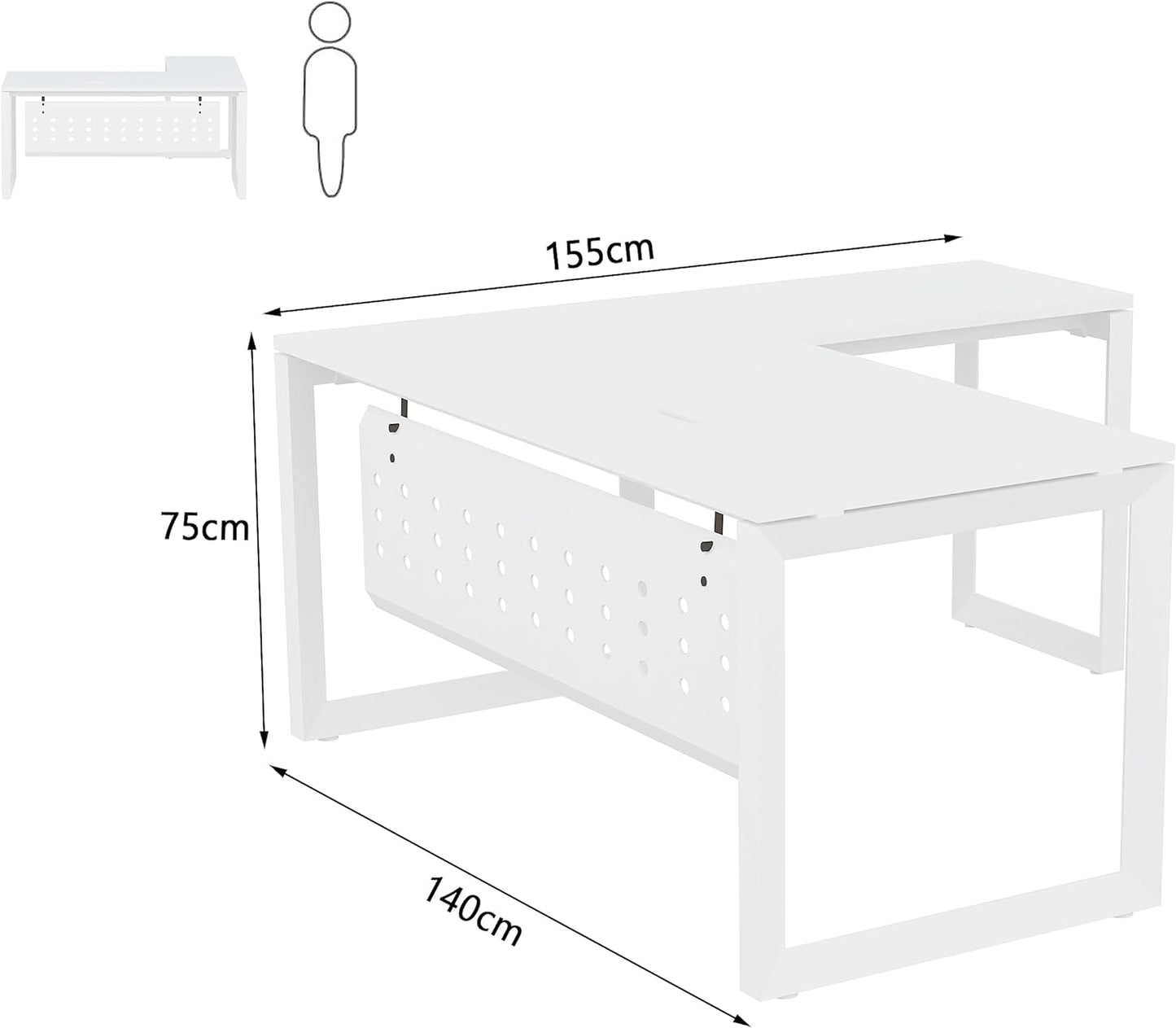 Mahmayi Vorm 136-18 White Modern Workstation Material-Melamine on MDF