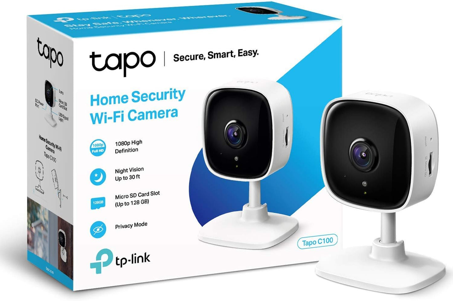 TP-Link Tapo Outdoor Security Camera/CCTV, Weatherproof, No Hub Required, Works with Alexa&Google Home, 3MP High Definition, Built-in Siren with Night Vision, 2-way Audio, SD Storage(Tapo C310)