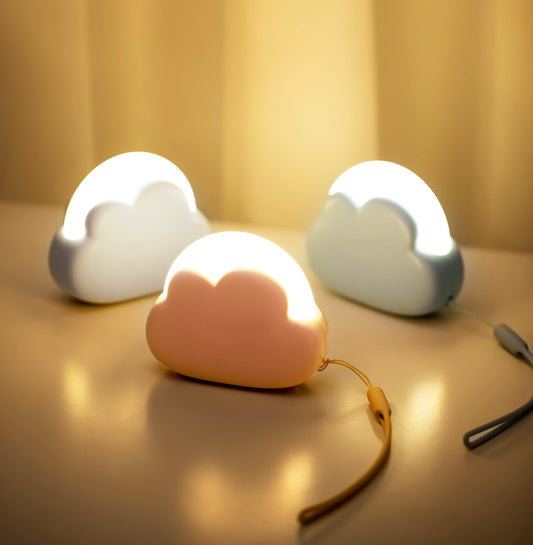 Valensole Cloud Kids Night Light, Cute Nursery Light for Baby, Bedroom Night Light with 2-color Dimmable, USB Rechargeable, Portable, LED with Silicone Detachable Lanyard, Camping Lamp (White)