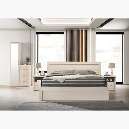 Homebox Valencia 5-Piece King Bedroom Set with 1 King Bed, 2 Nightstands, 1 Dresser, 1 Mirror - Engineered Wood