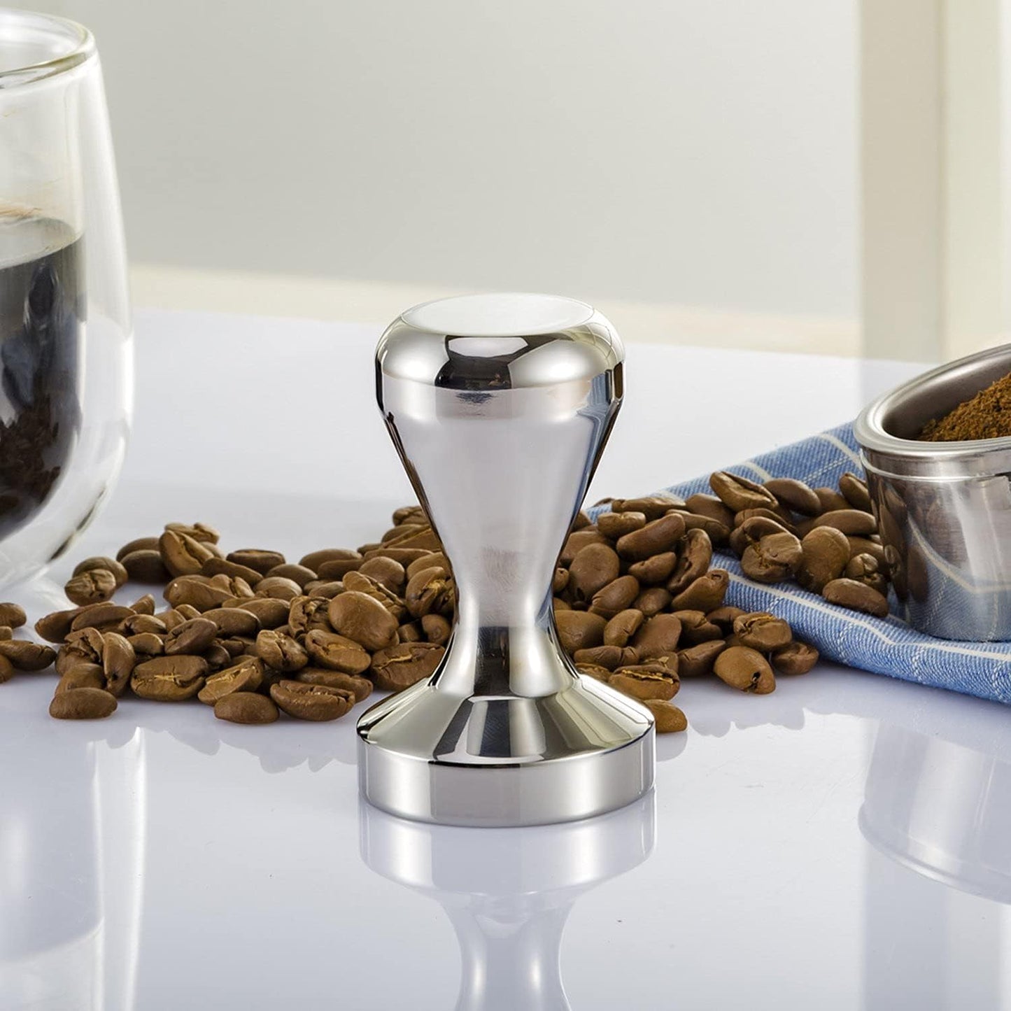 SKY-TOUCH Espresso Tamper, Coffee Machine Stainless Steel Base and Handle Heavy Duty Solid Espresso Coffee Bean Tamper