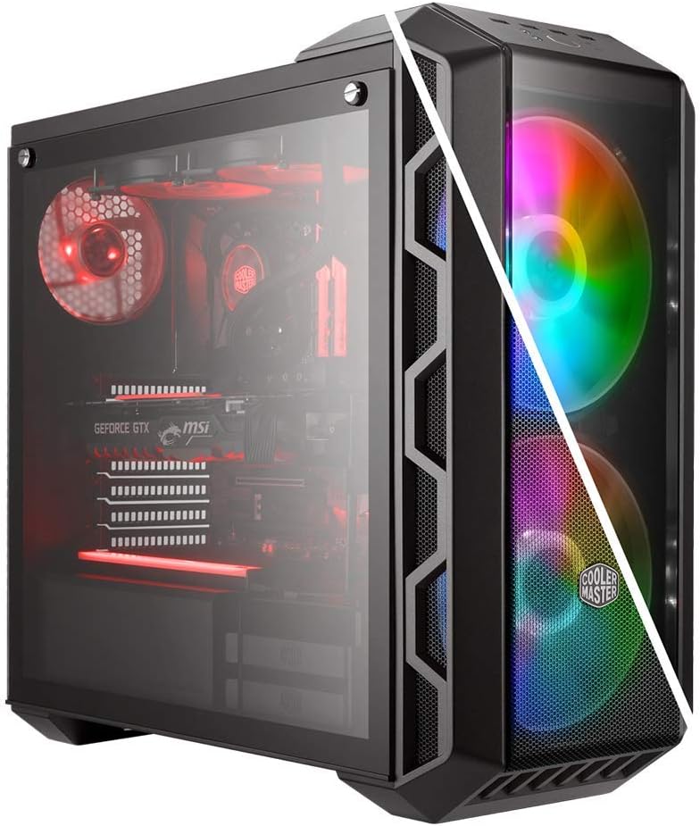 Cooler Master MasterCase H500 ARGB - PC Case with Dual 200mm Fans for High-Volume Airflow, Mesh and Transparent Front Chassis Panels, Flexible ATX Hardware Capacity