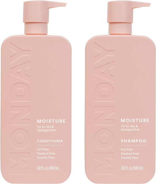 MONDAY HAIRCARE Moisture 30oz Twin Pack Bathroom Set (1 x Shampoo + 1 x Conditioner) Amazon Exclusive