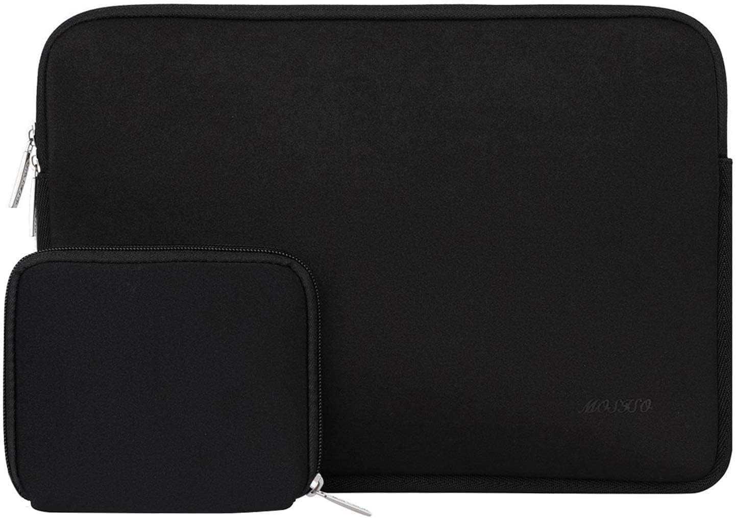 MOSISO Laptop Sleeve Compatible with MacBook Air/Pro, 13-13.3 inch Notebook, Compatible with MacBook Pro 14 inch M3 M2 M1 Chip Pro Max 2024-2021, Neoprene Bag with Small Case, Black