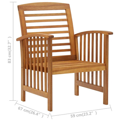 vidaXL 2x Solid Acacia Wood Garden Chairs Furniture Wooden Outdoor Seating Patio Terrace Seat Dining Dinner Slatted Chairs Armchair Set