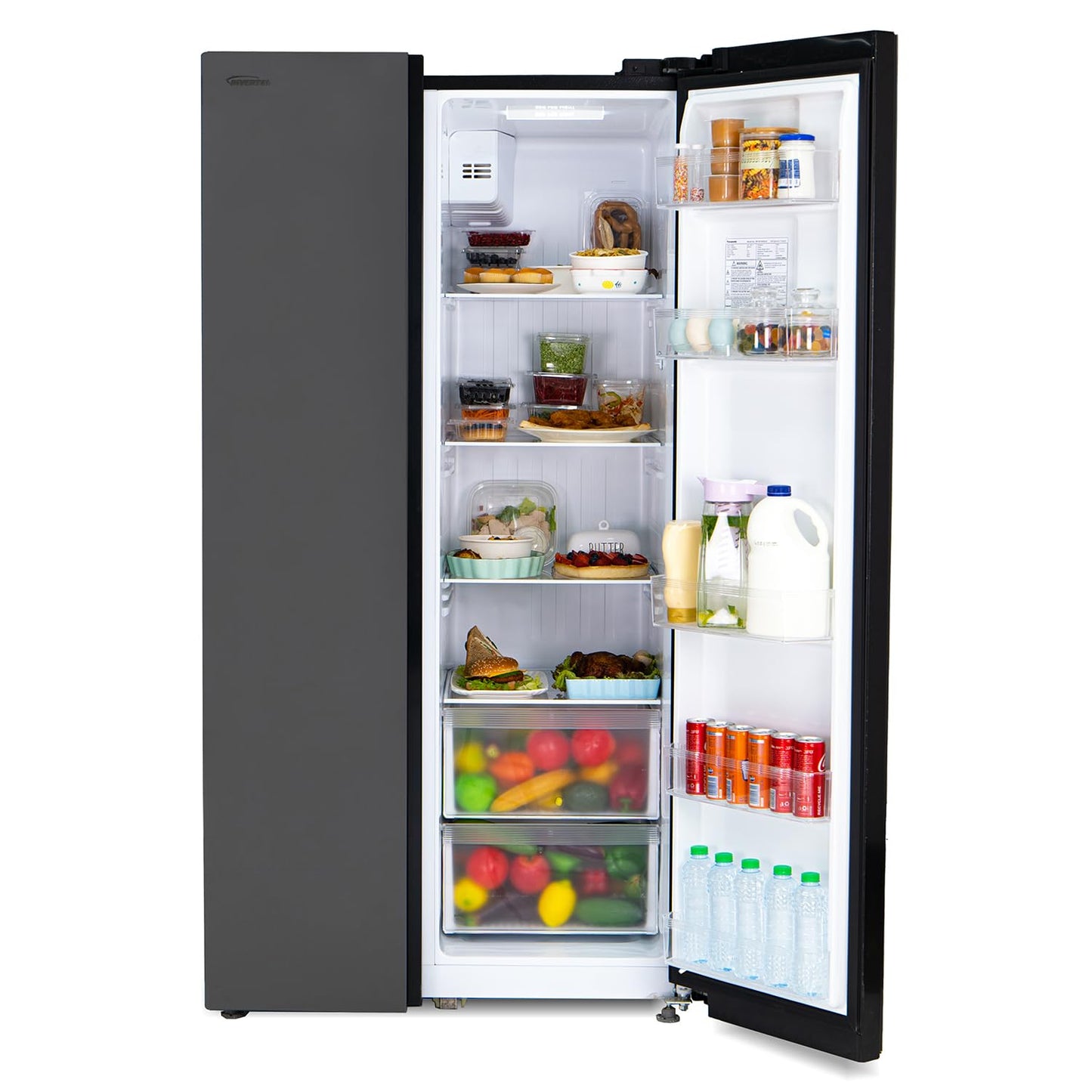 Panasonic 734 Liters Side By Side Refrigerator, Inverter, Surround Cooling, Matte Black - NR-BS734MS, 10 Year Compressor Warranty