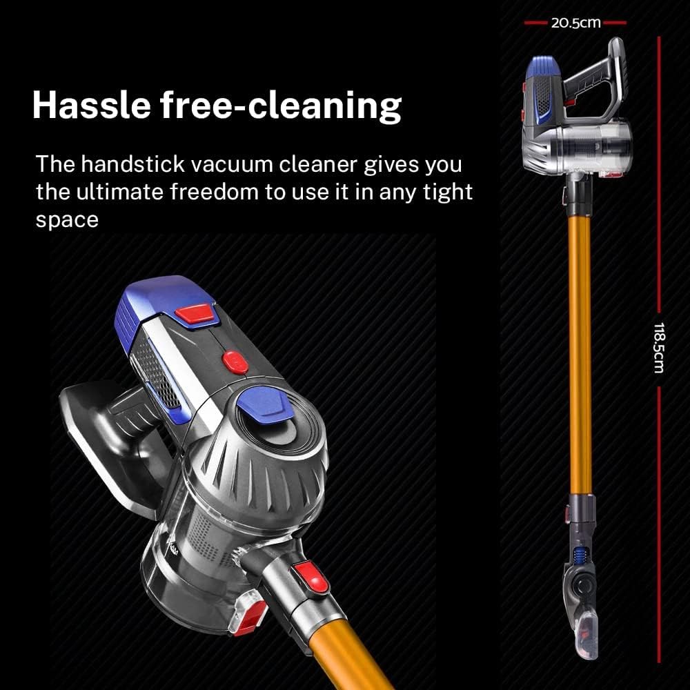 XVersion Cordless Stick Vacuum Cleaner with 40mins run time, 4 in 1 Handheld Vacuum with LED Lights, Detachable Battery for Hardwood Floor/Carpet/Tile/Marble, with 1 Year Warranty - Golden