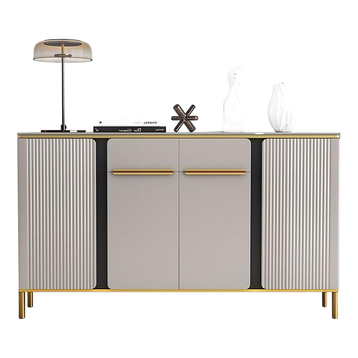 KEPFITESE Luxury Sideboard, 47.2 inch modern style cabinet with 4 doors and 2 drawers, Storage Organizer Cabinet Coffee Bar，entry cabinet with storage space for living and dining room