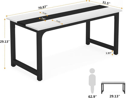 Tribesigns Computer Desk, Large Office Desk Computer Table Study Writing Desk for Home Office, Walnut + Black Leg, 63 X 23.6 inch