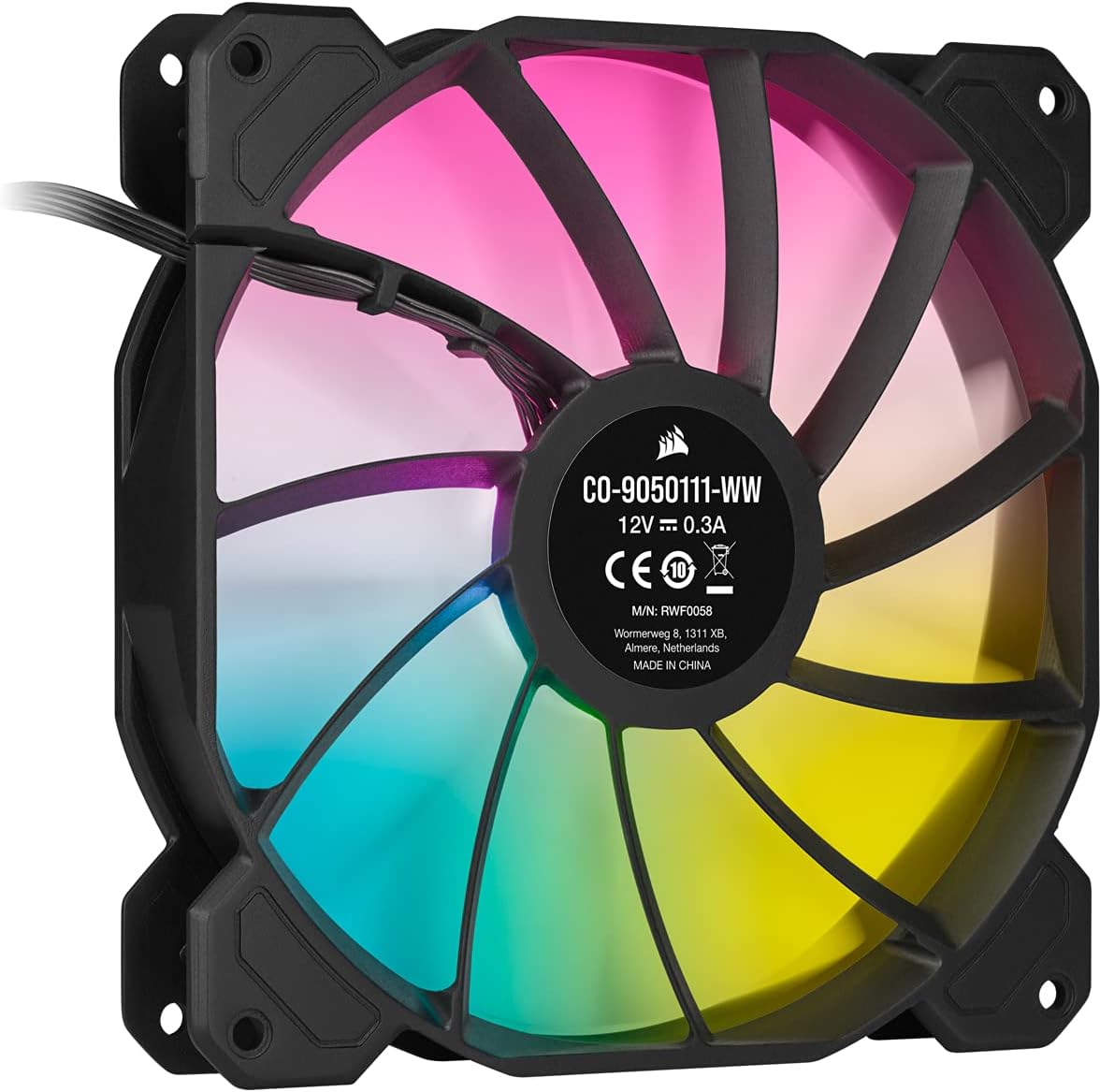 Corsair SP Series, SP120 RGB ELITE, 120mm RGB LED Fan with AirGuide, Single Pack, BLACK