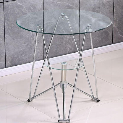 Kutis Modern Coffee Table, Nordic Style Transparent Tempered Glass Double Small Round Table, Small Dining Table Negotiation Table Small Household Dining Table 80 x 73 Centimeter.