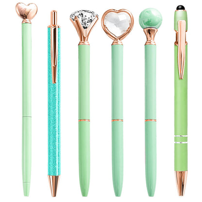 YOXMJDB Cute Pens for Women, 6 Pcs Rose Gold Pens Metal Ballpoint Pens Bulk, 1.0mm Medium Point Black Ink Pens, Office and School Supplies Cool Fun Pens Gifts for Women Teacher Nurse (Rose Gold)