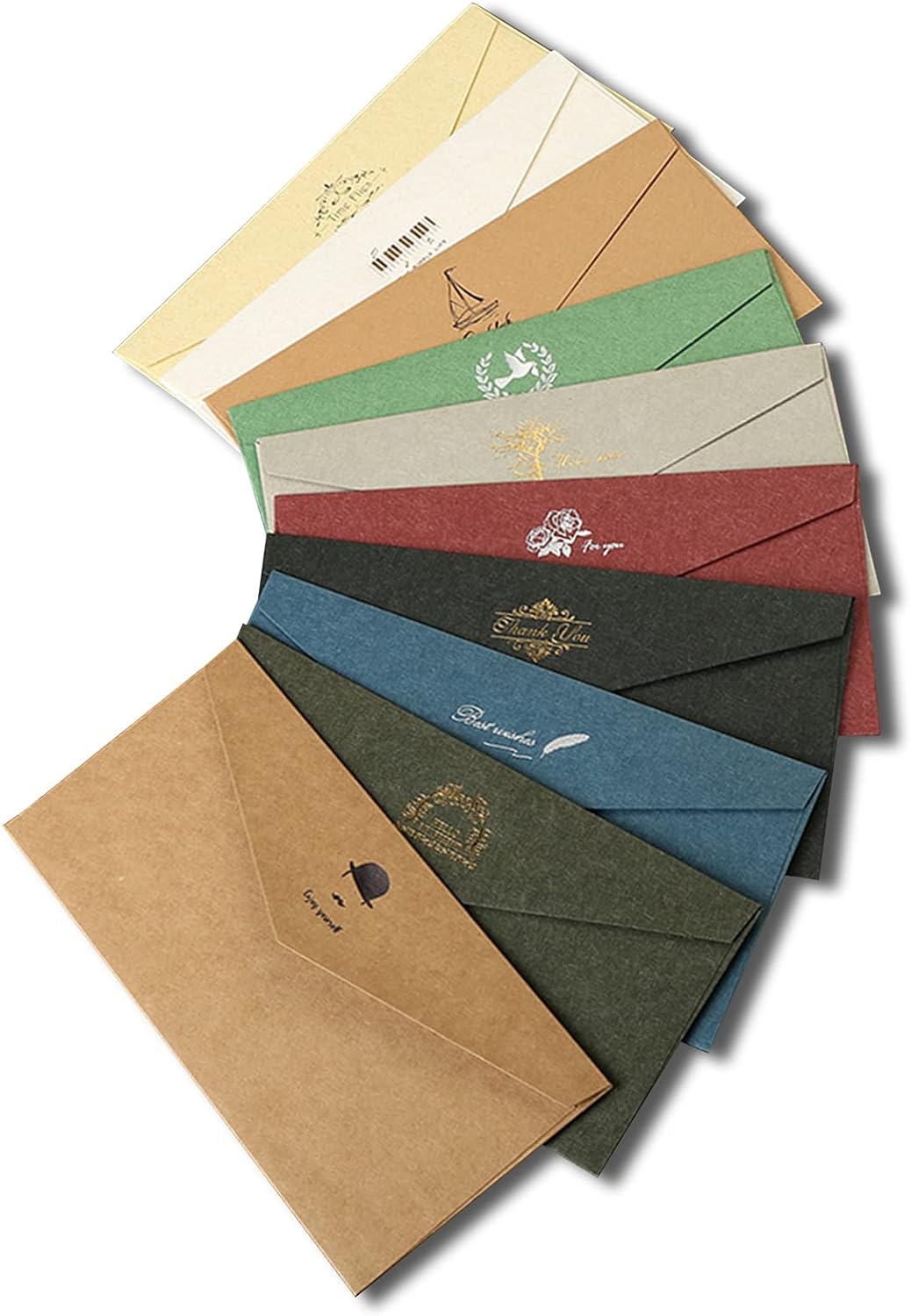 SYOSI 10 Pcs Vintage Paper Envelopes, Kraft Paper Envelopes Invitation Envelopes Envelope Set Gift Envelopes Envelopes for Graduation Invitation Wedding Greeting Gift Greeting (22 x 11cm)