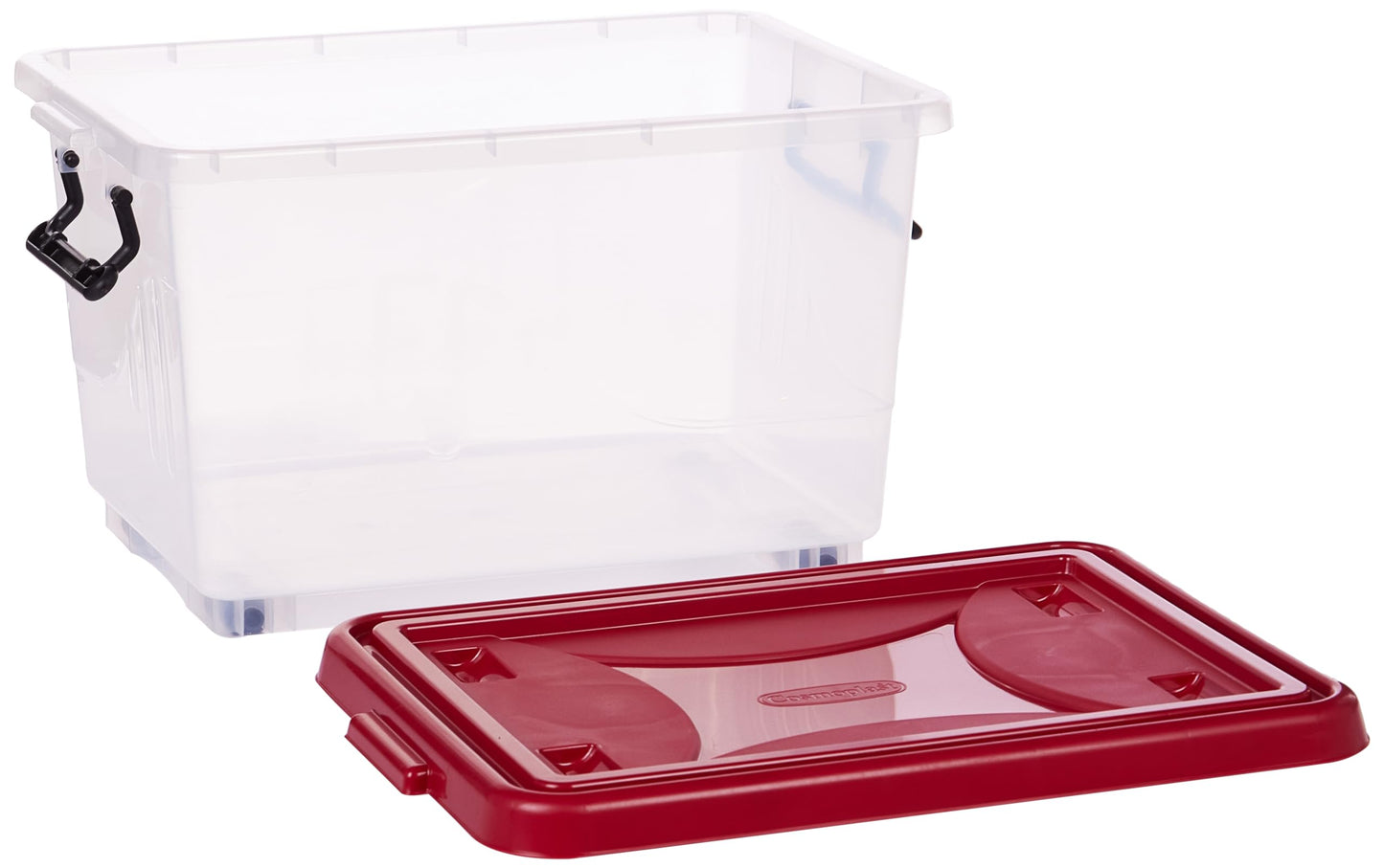 Cosmoplast 55L Clear Plastic Storage Box with Wheels & Lockable Lid Set of 6